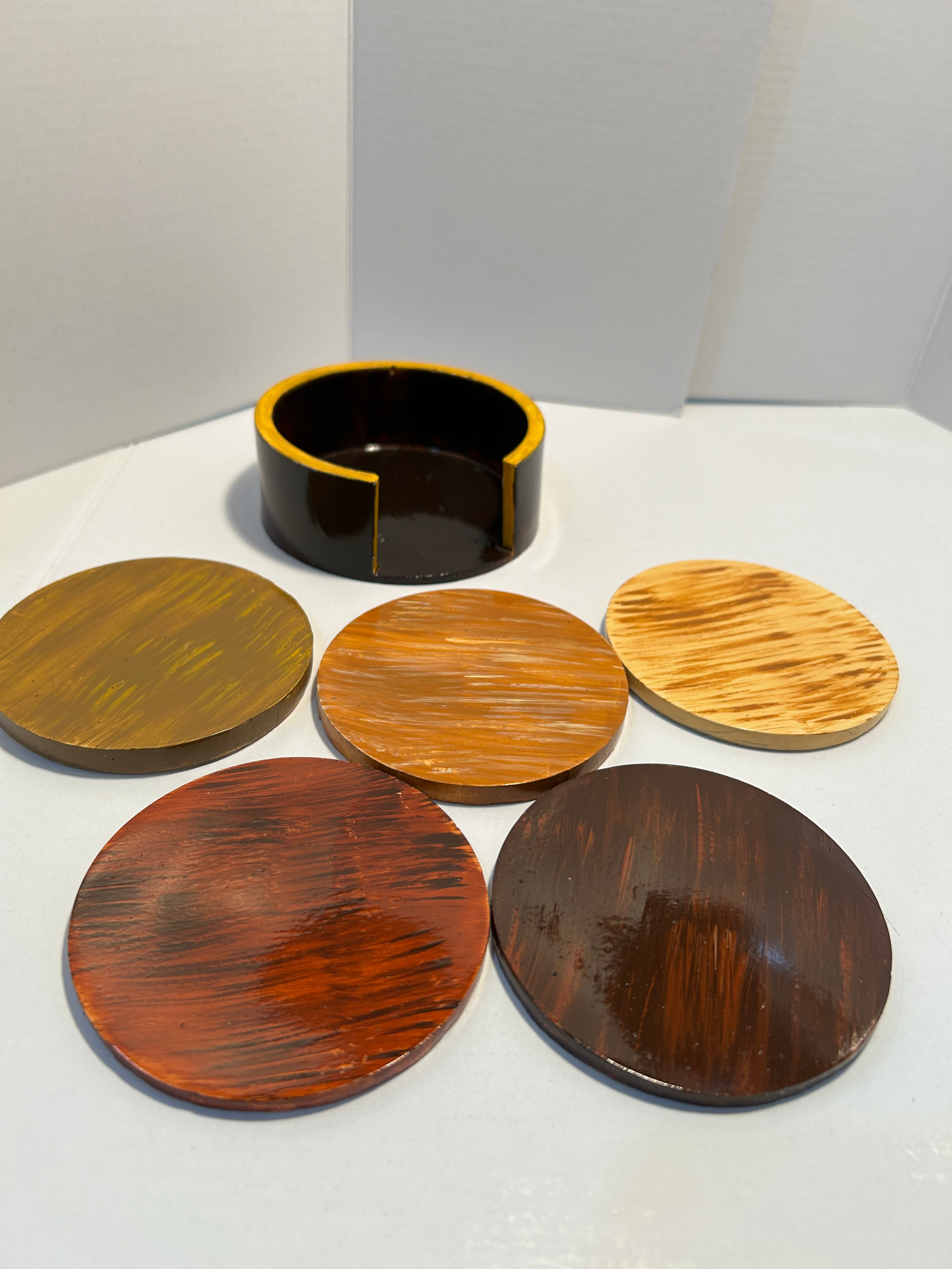 coasters set of 5 with base