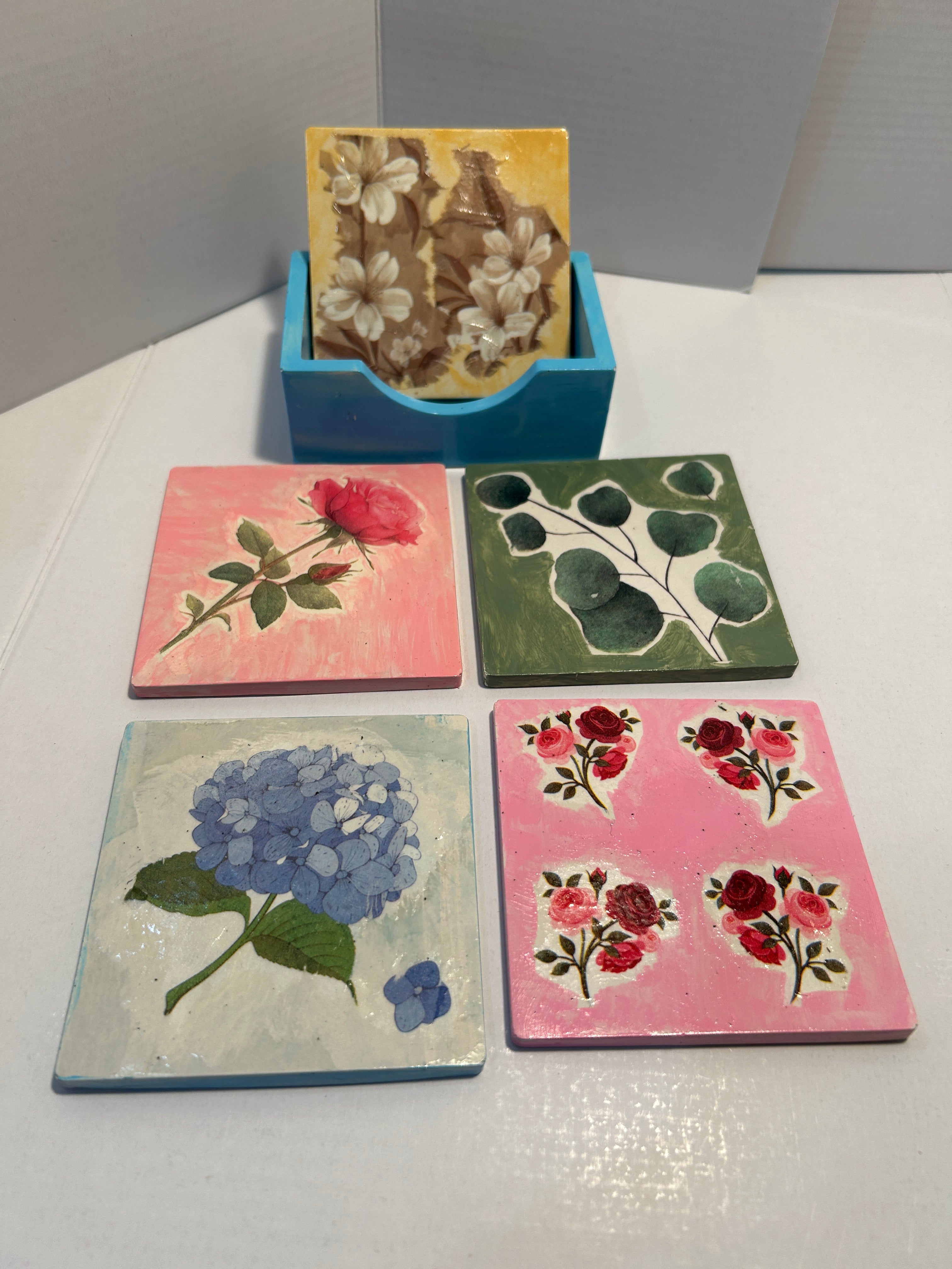 coasters set of 5 with base