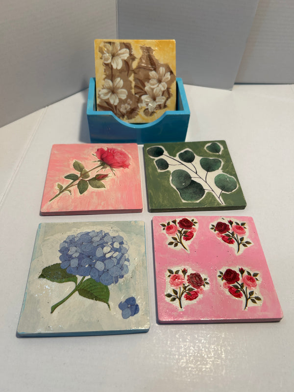 coasters set of 5 with base