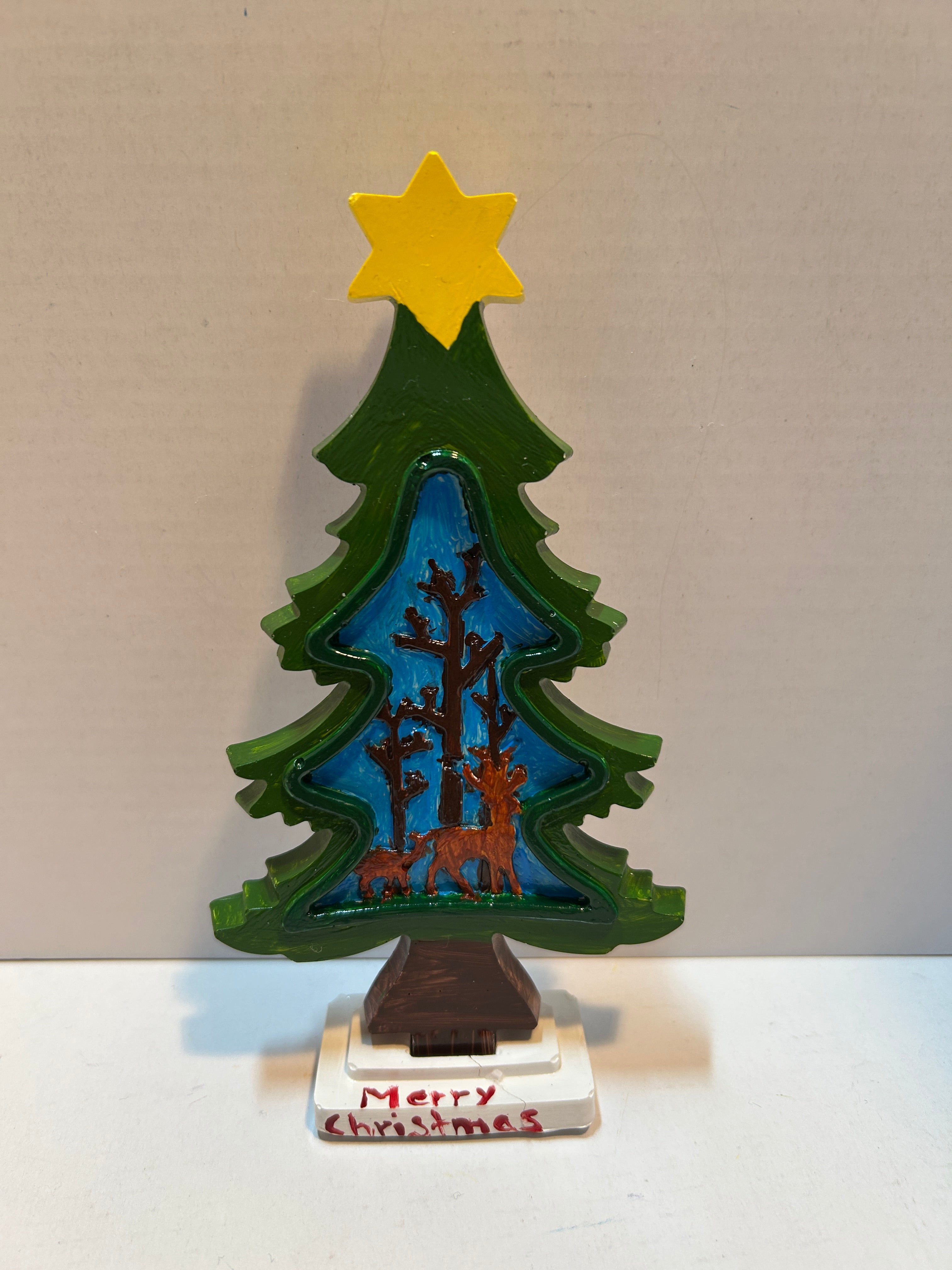 standing skinny Christmas tree