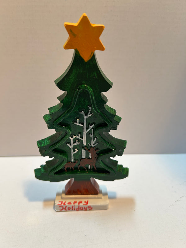 standing skinny Christmas tree